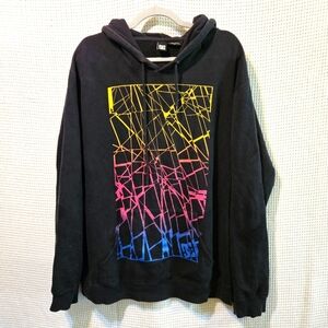 DC XL Retro Black Graphic Skater Hoodie with Multicolor Design Y2K